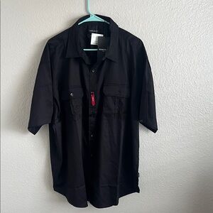 Kenneth Cole Black Short Sleeve Button Down Shirt